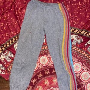 Vanilla Star Cuffed Sweatpants Gray Medium With Rainbow Stripes